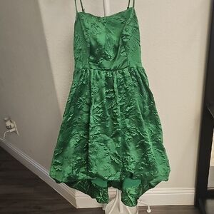 Anthropologie Jacquard Green Bubble Dress